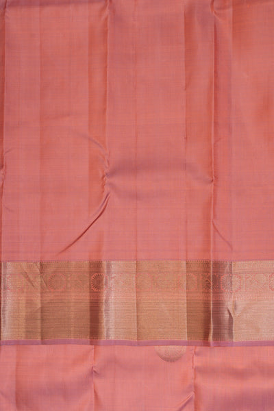 Salmon pink pastel pure Kanchipuram silk saree