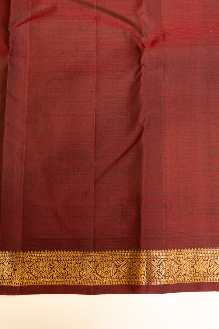 Black and maroon small border pure Kanchipuram silk saree