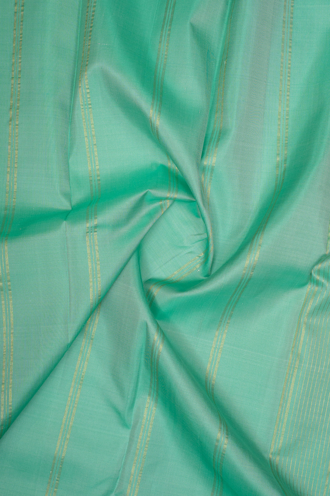 Off white and green handpainted pure kanchipuram silk saree