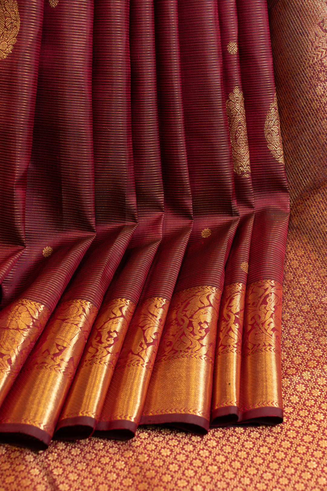 Maroon vairaoosi pure Kanchipuram silk saree