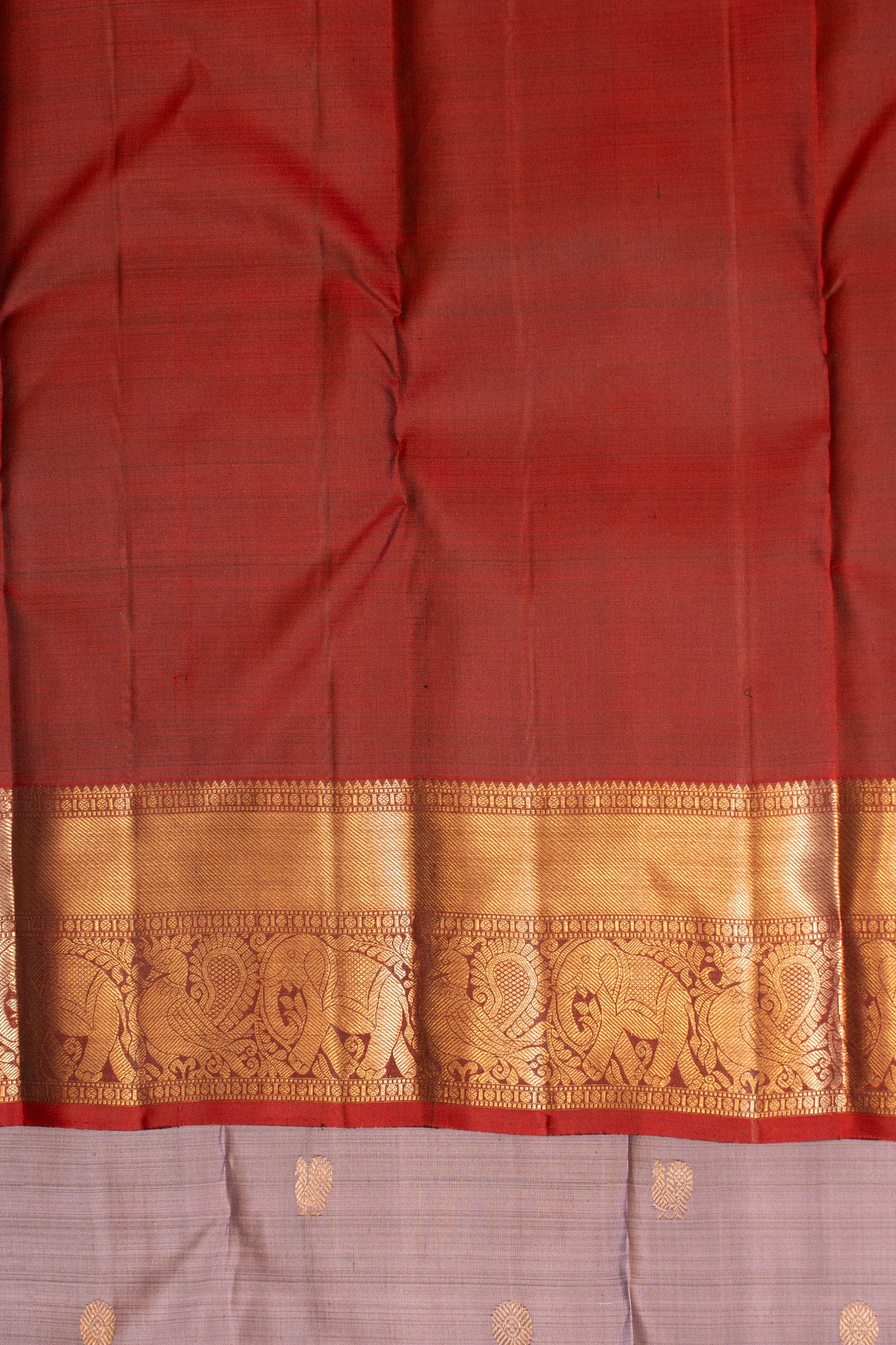 Heather purple and red pure Kanchipuram silk saree