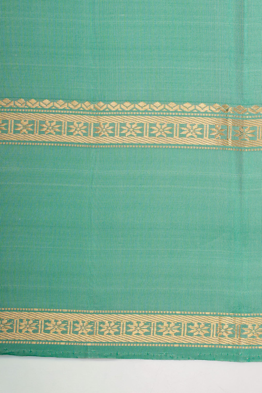 Off white and green handpainted pure kanchipuram silk saree
