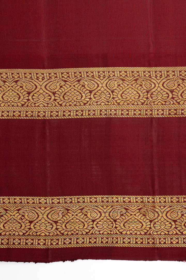 Mango Yellow and Maroon Traditional Pure Kanchipuram Silk Saree