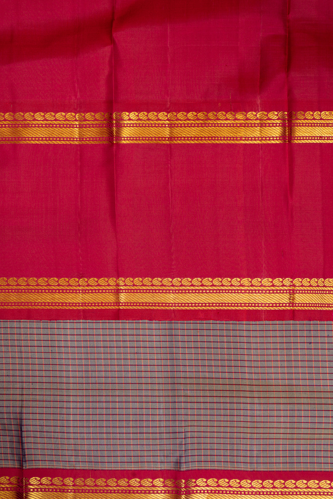 Purple Shot Color Checks Rettai Pettu Kanchipuram Pure Silk Sari - Clio Silks