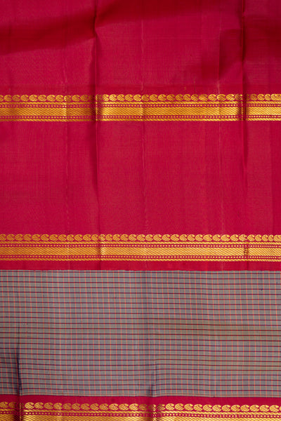 Purple Shot Color Checks Rettai Pettu Kanchipuram Pure Silk Sari - Clio Silks