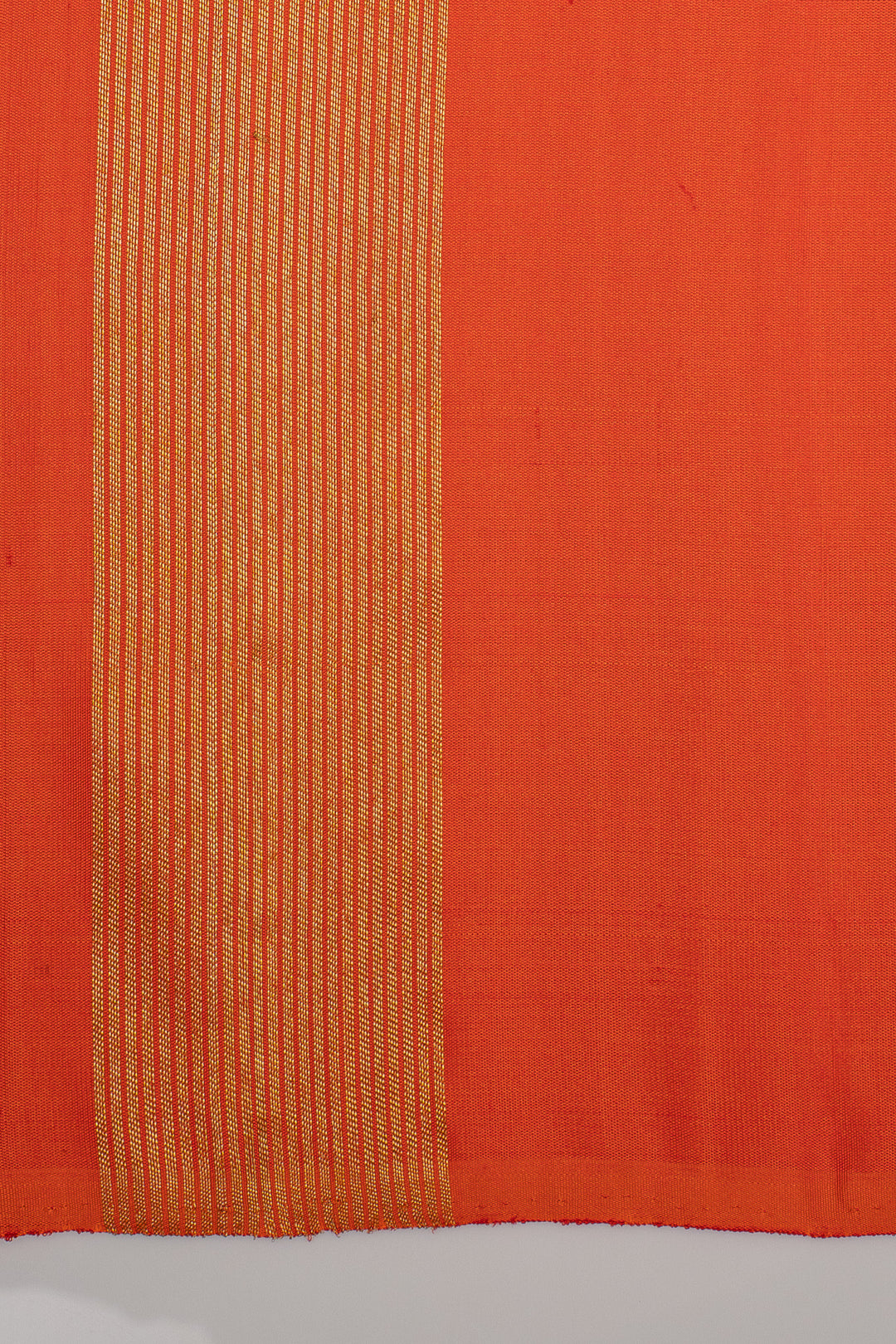 Beige and orange handpainted pure kanchipuram silk saree