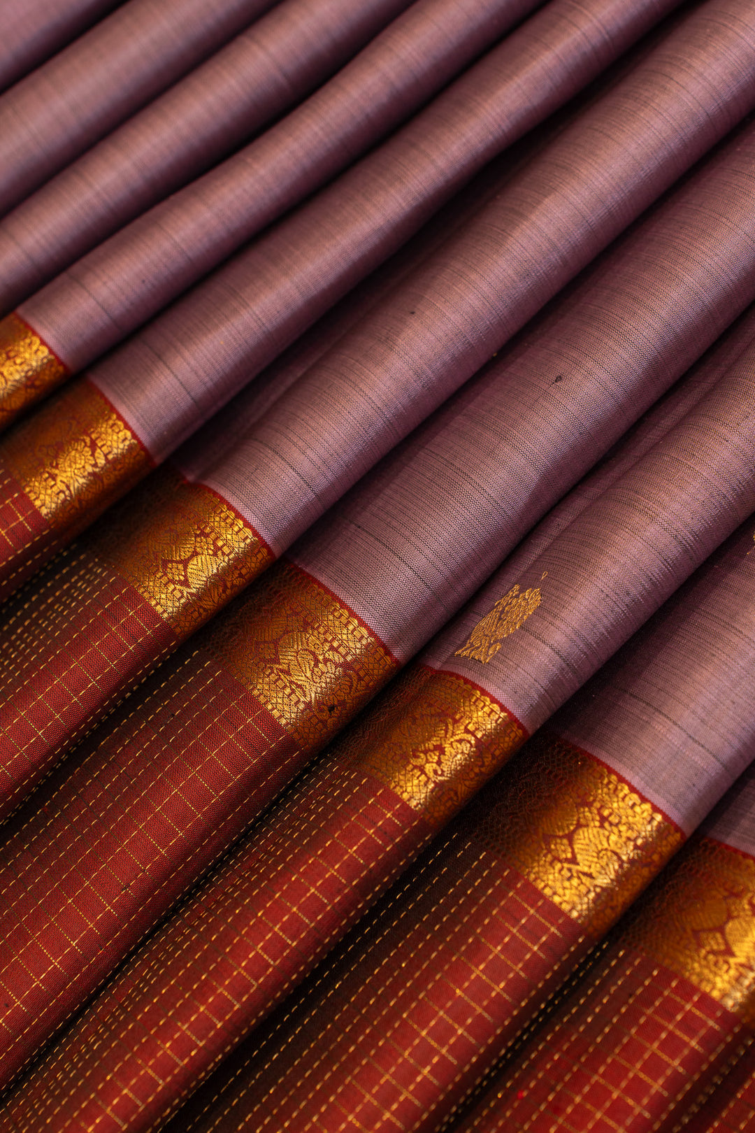 Heather purple and maroon pure Kanchipuram silk saree