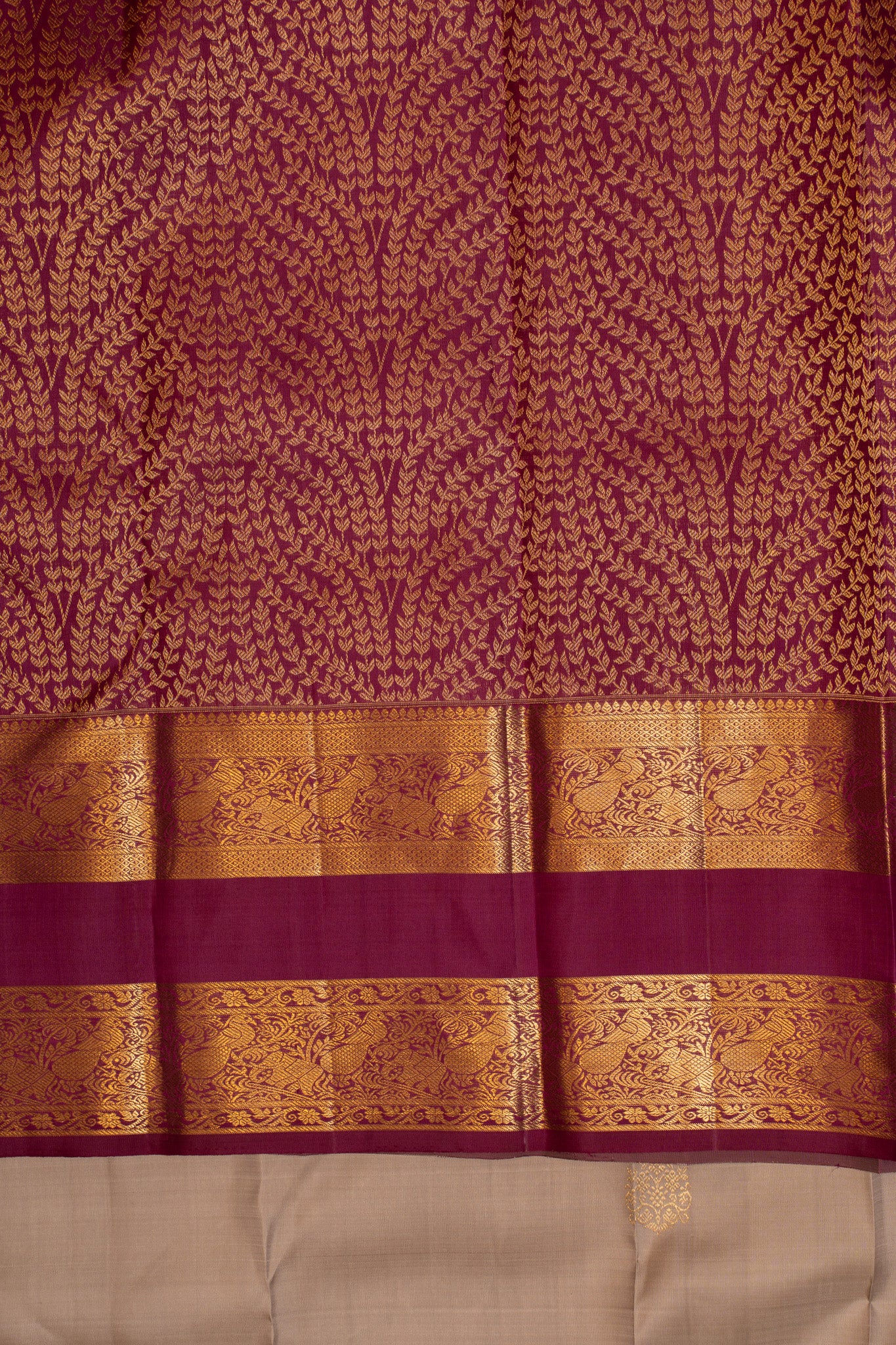 Coffe beige pastel pure Kanchipuram silk saree