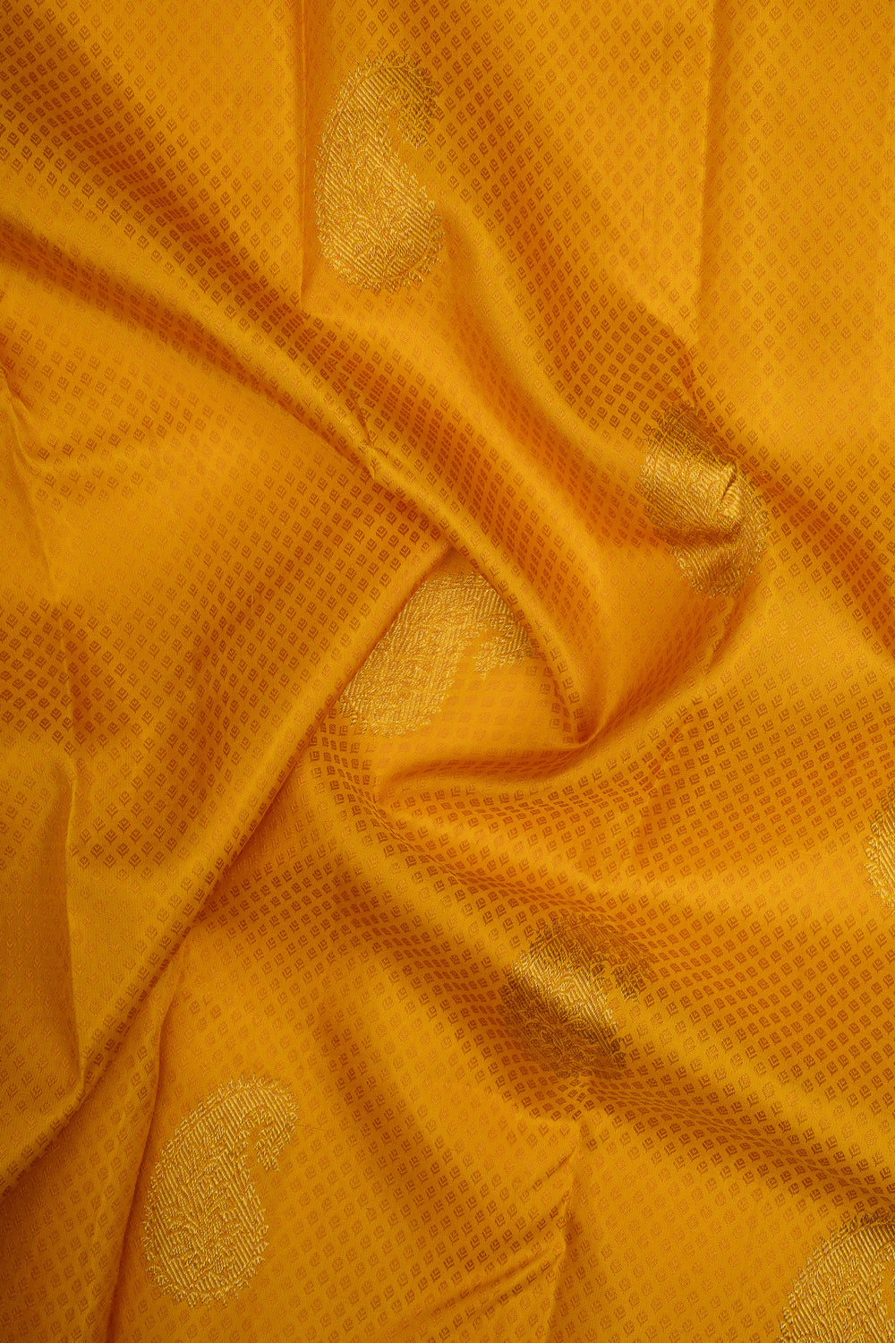 Mustard and gold thread brocade pure kanchipuram silk saree