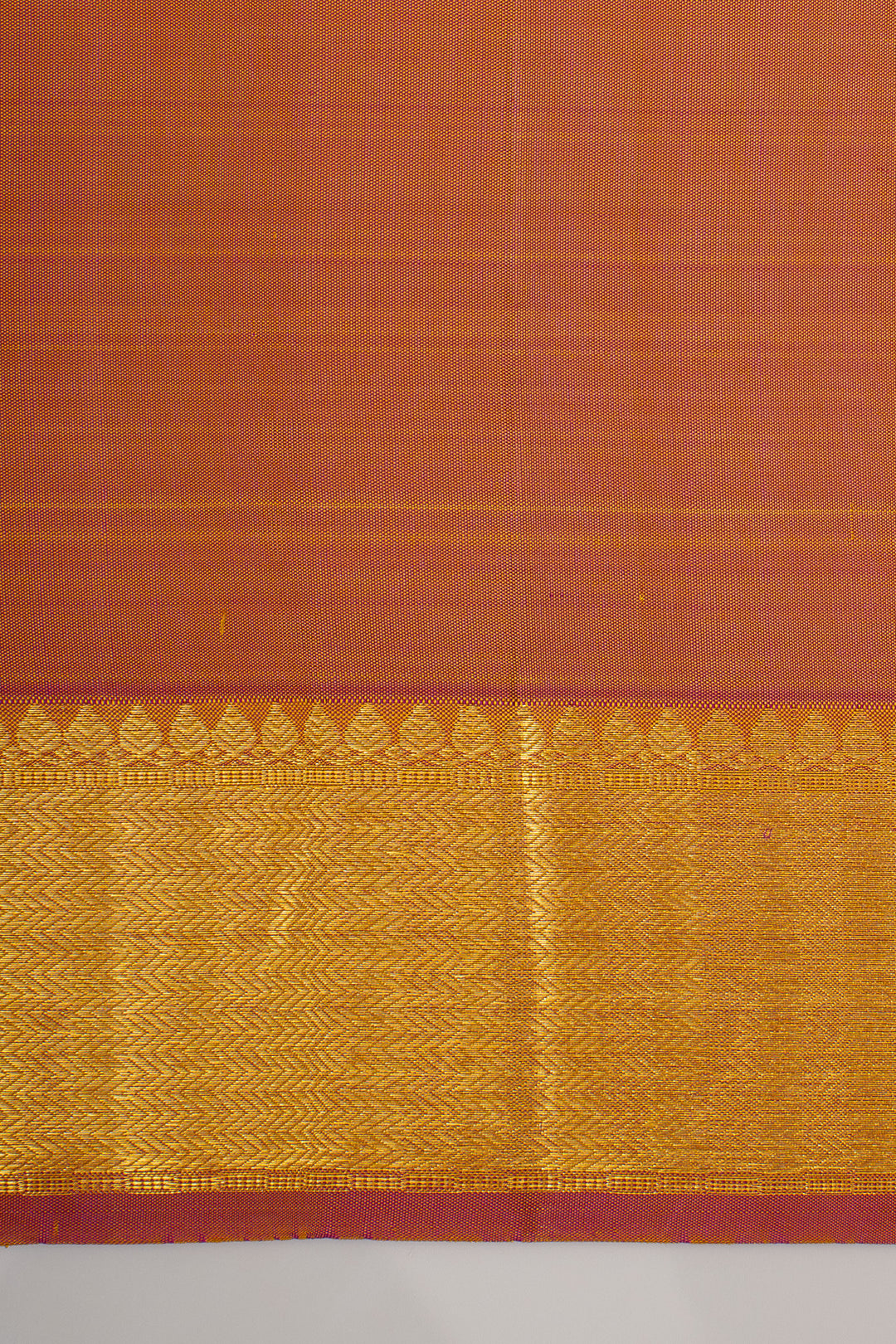 Mustard and gold thread brocade pure kanchipuram silk saree