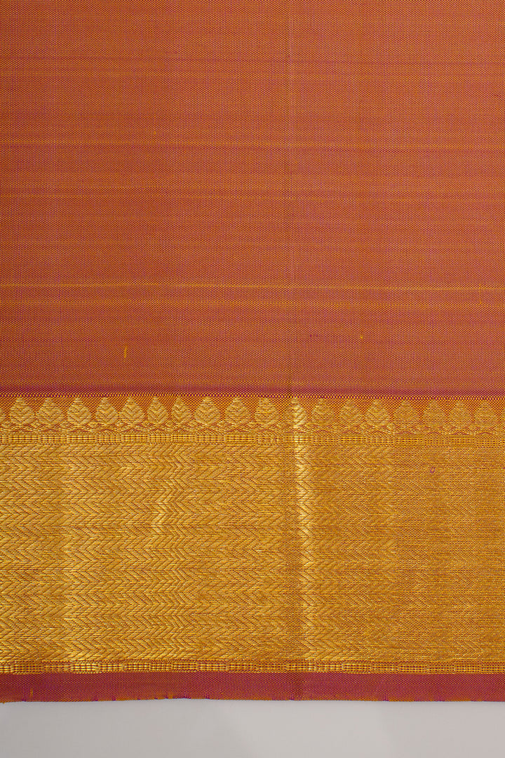 Mustard and gold thread brocade pure kanchipuram silk saree
