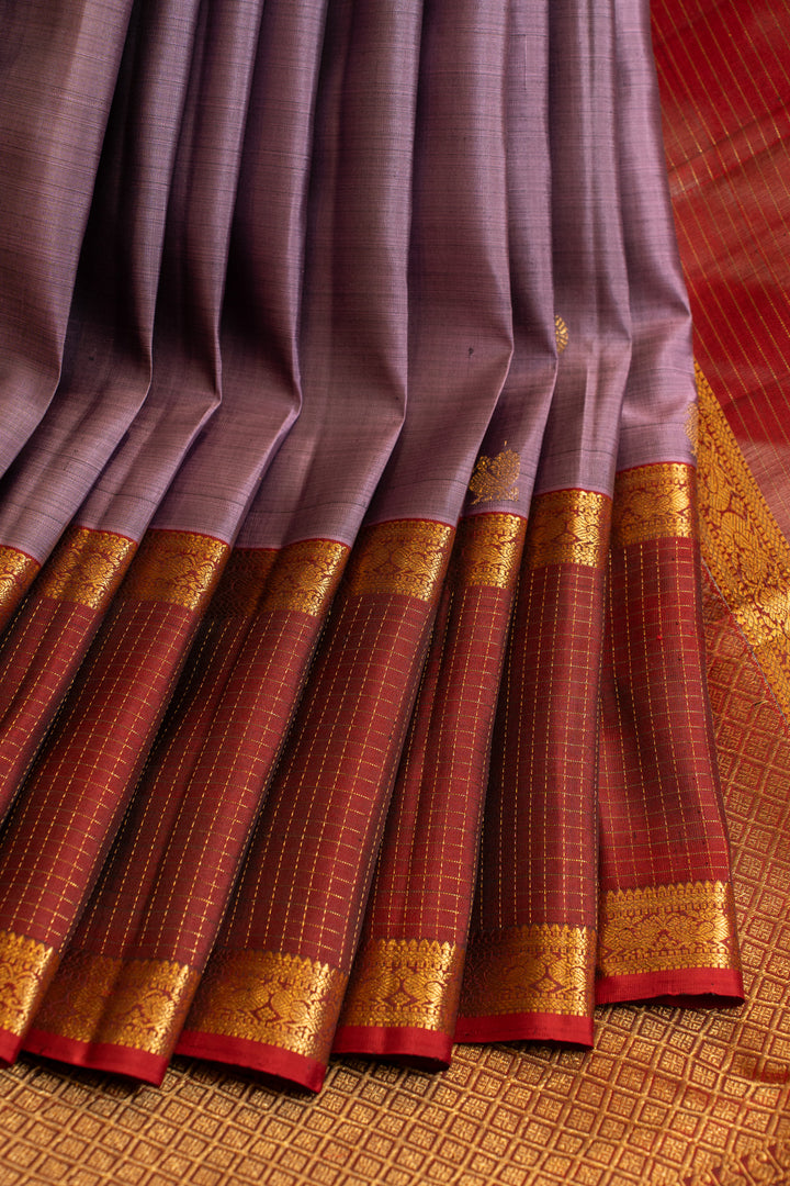 Heather purple and maroon pure Kanchipuram silk saree