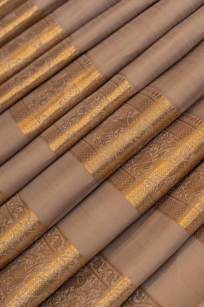 Coffe beige pastel pure Kanchipuram silk saree