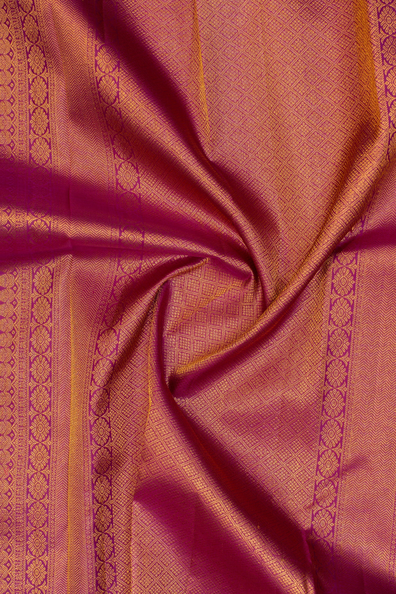 Peach orange small border pure Kanchipuram silk saree