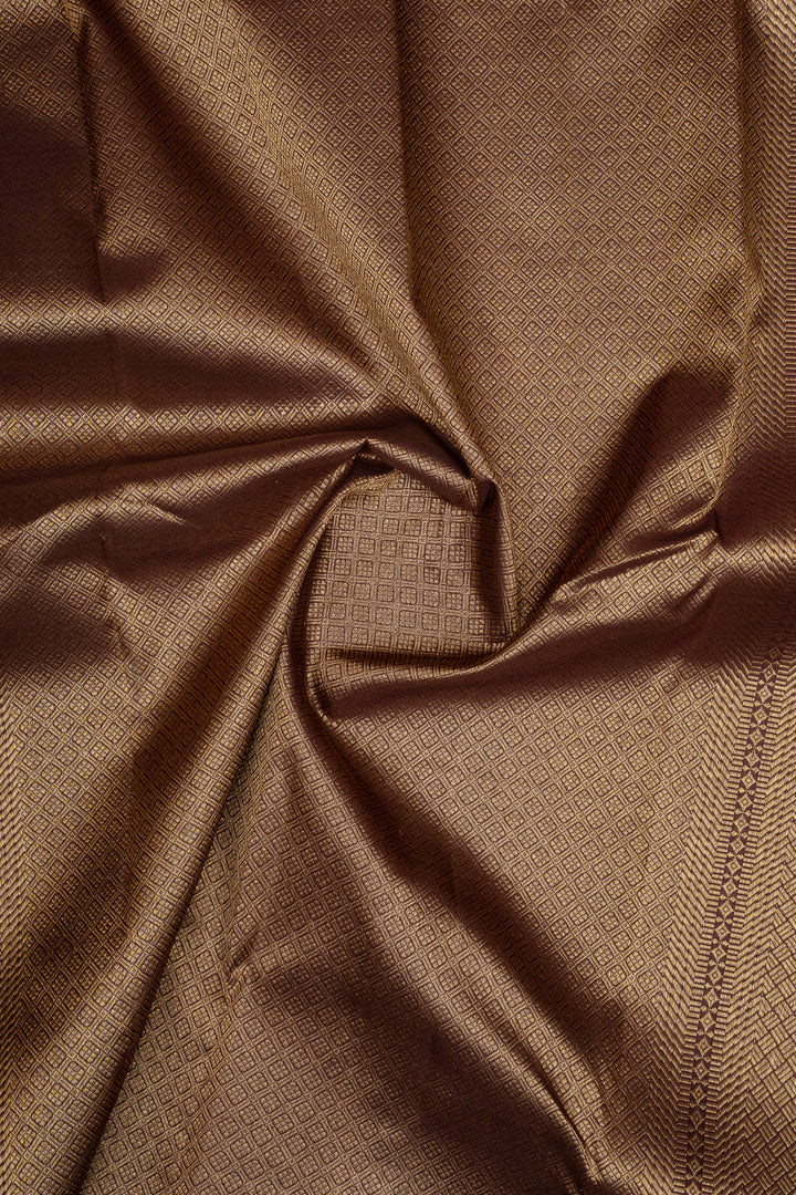 Brown Turning Border Pure Kanchipuram Silk Saree