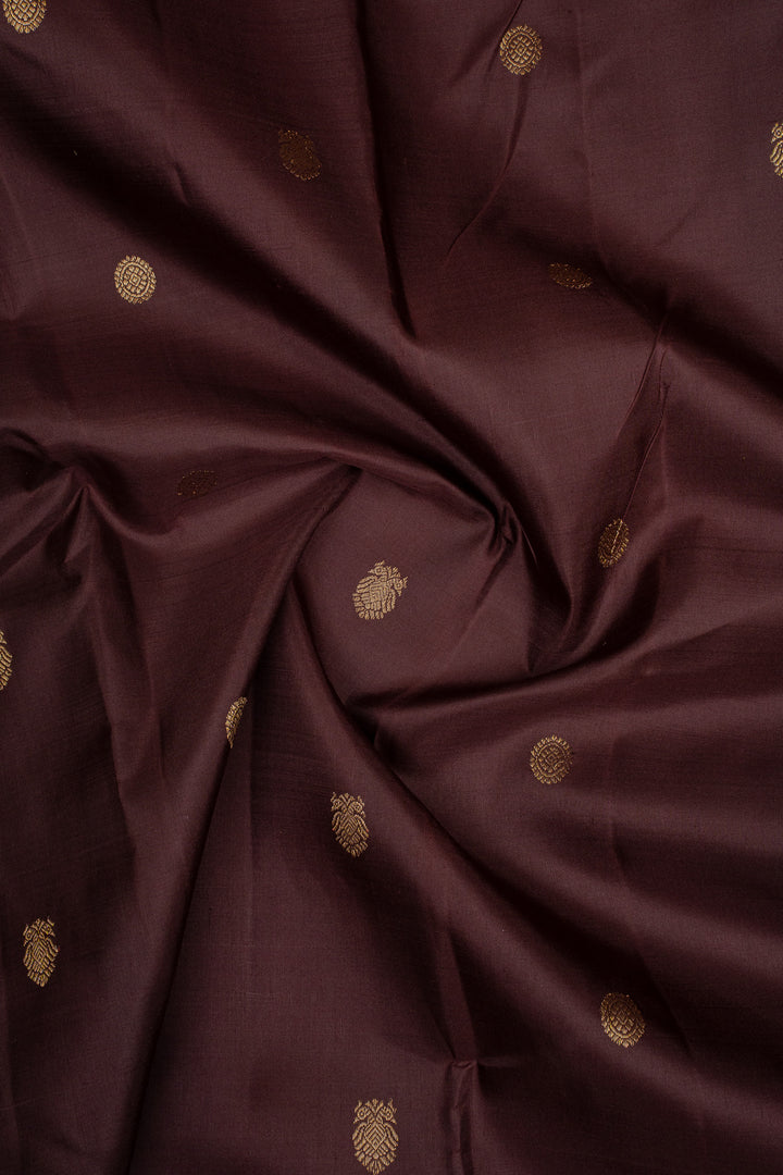 Brown Turning Border Pure Kanchipuram Silk Saree