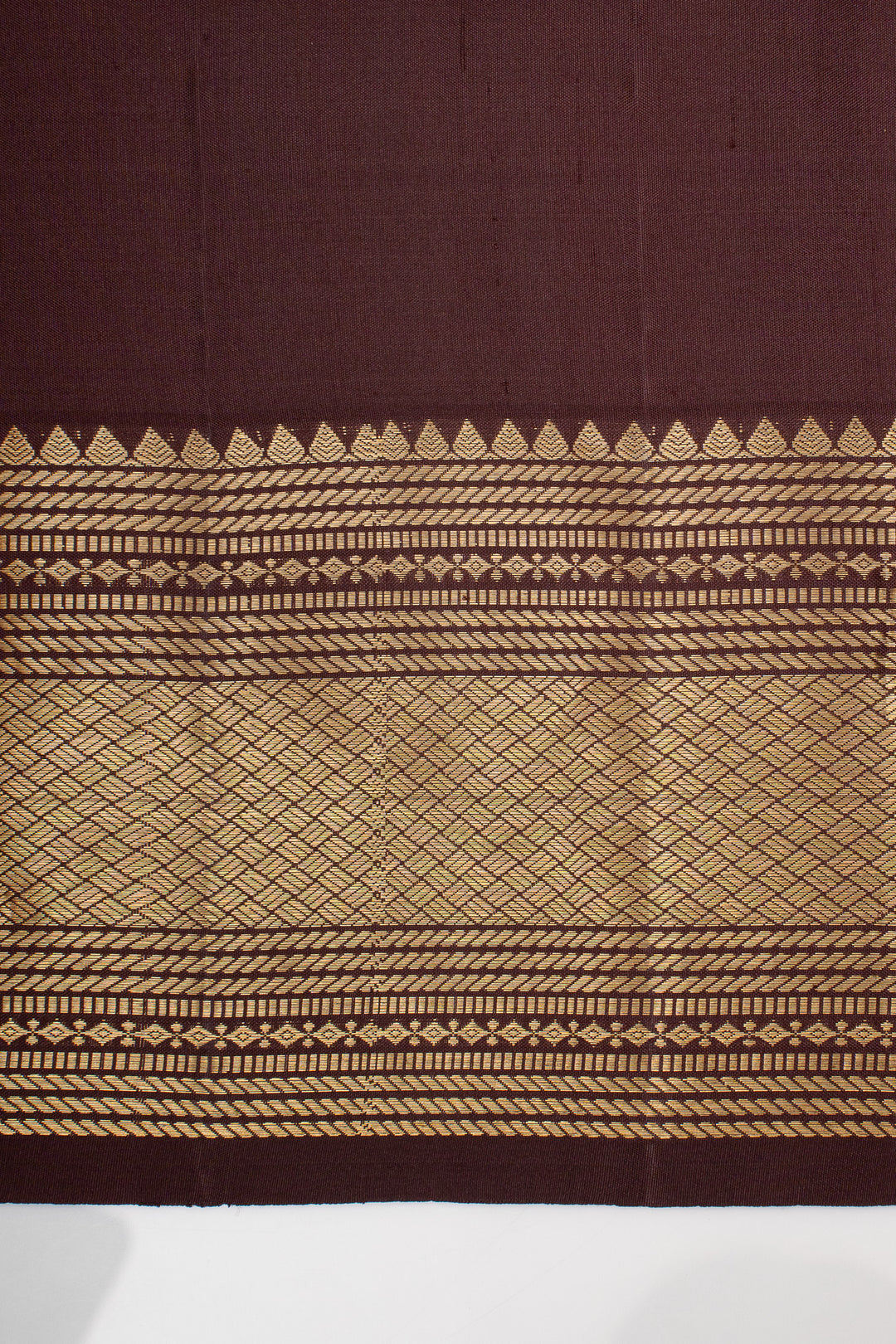 Brown Turning Border Pure Kanchipuram Silk Saree