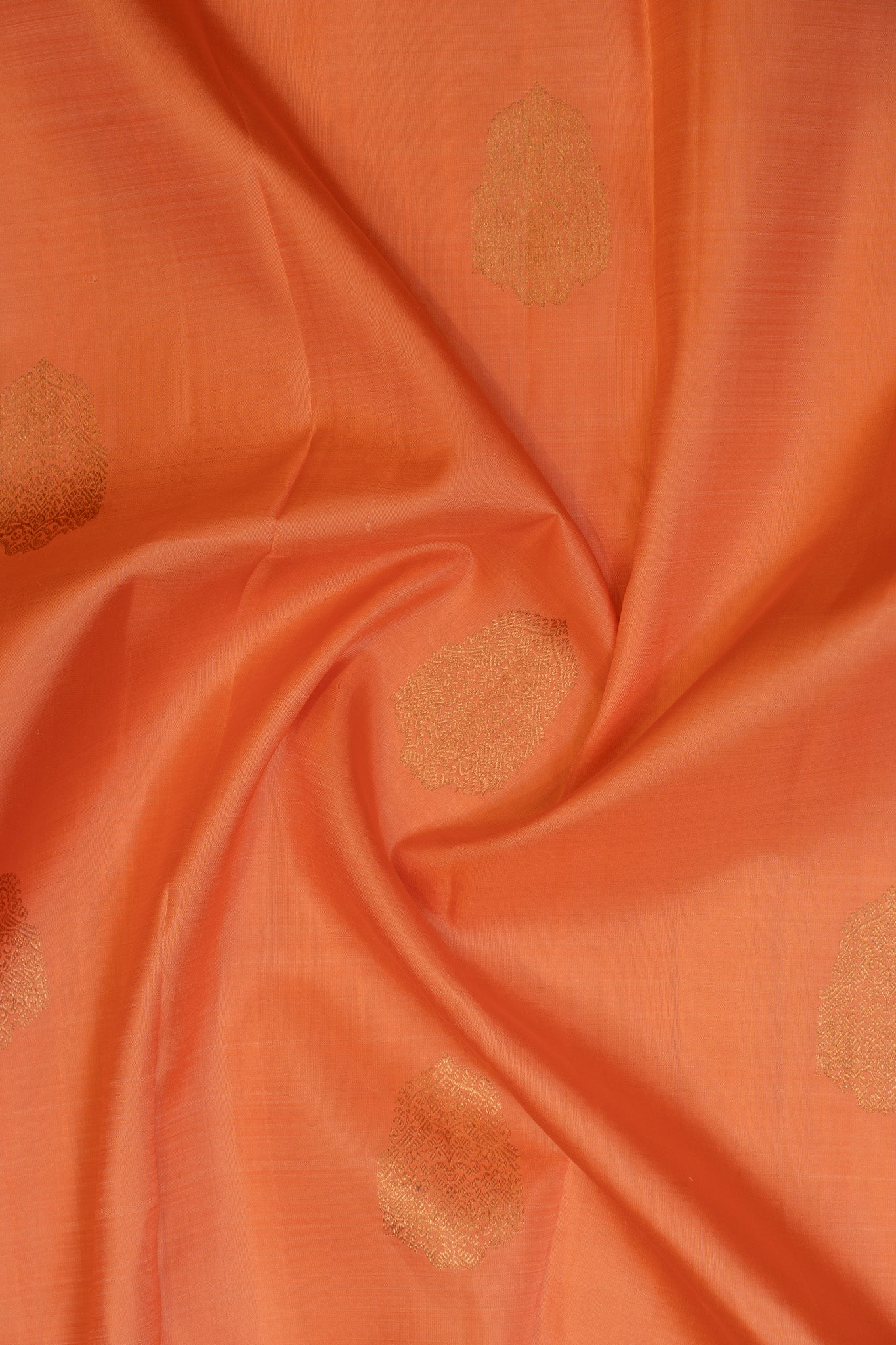 Coral peach pastel pure Kanchipuram silk saree