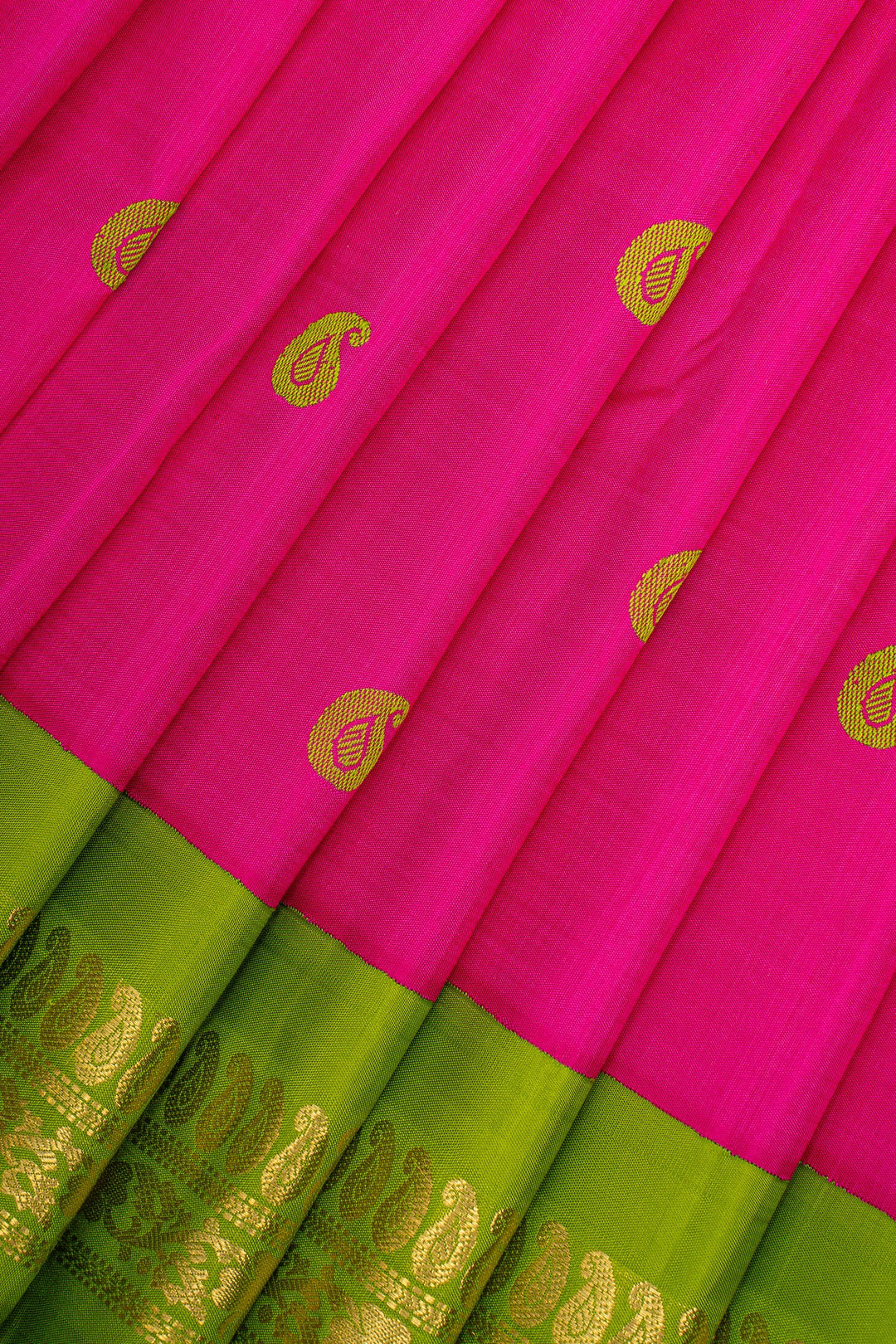 Rani Pink and Green Vintage Pure Kanchipuram Silk Saree