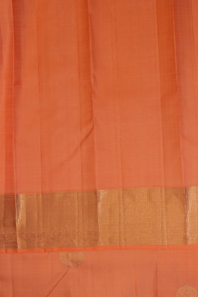 Coral peach pastel pure Kanchipuram silk saree