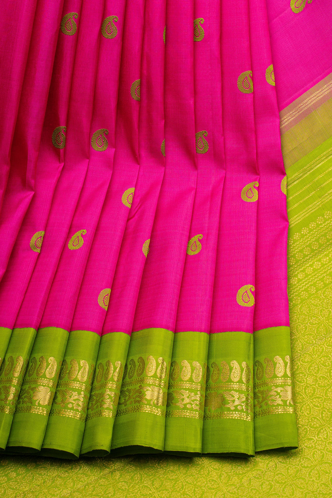 Rani Pink and Green Vintage Pure Kanchipuram Silk Saree