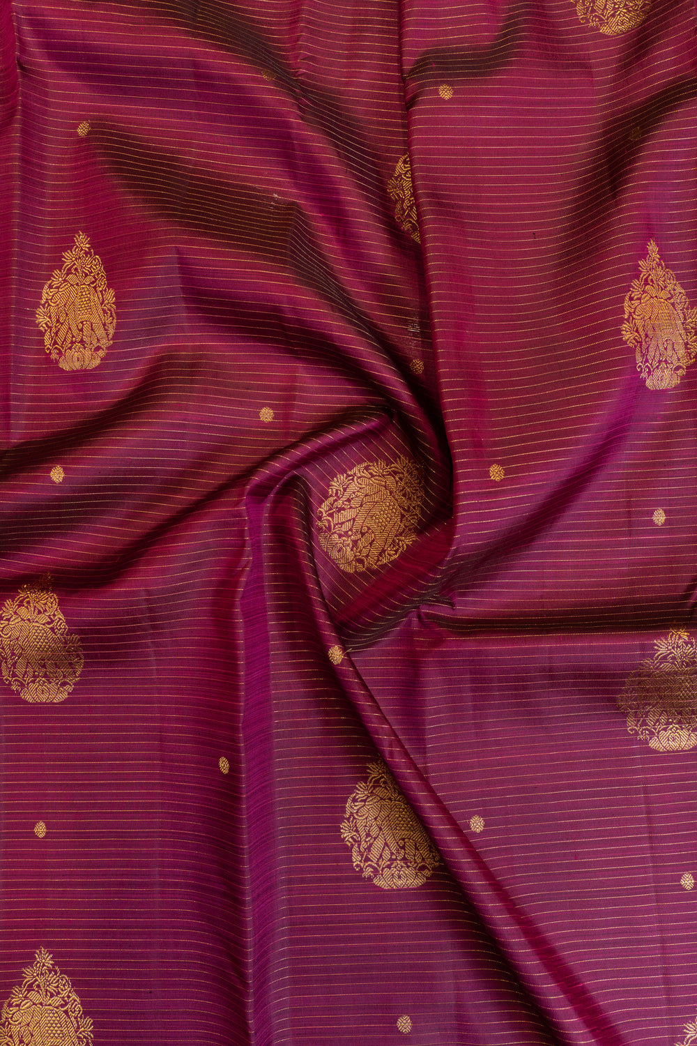 Magenta purple vairaoosi stripes pure Kanchipuram silk saree