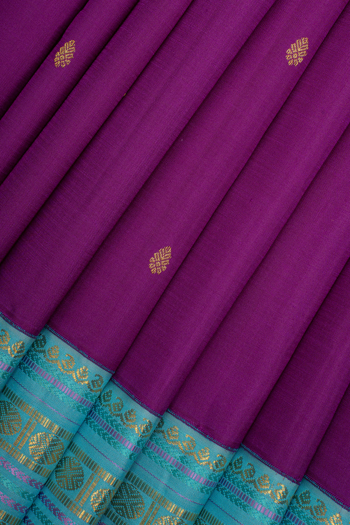 Magenta Purple Varisaipettu Pure Kanchipuram Silk Saree