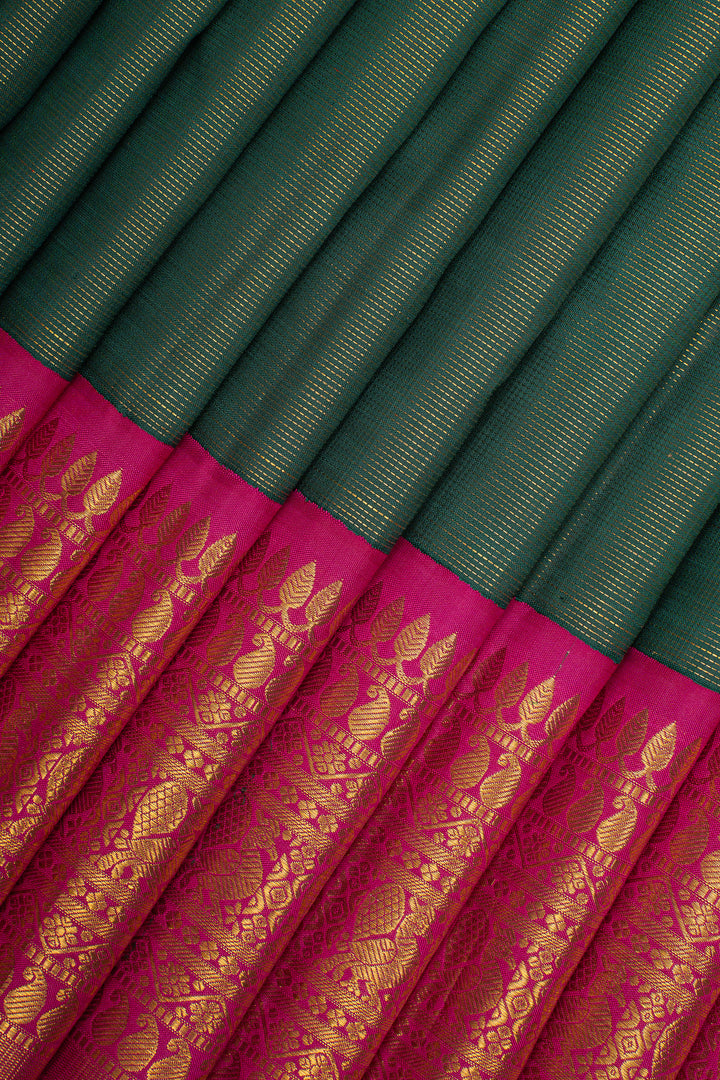 Emerald Green Vintage Vairaoosi Pure Kanchipuram Silk Saree