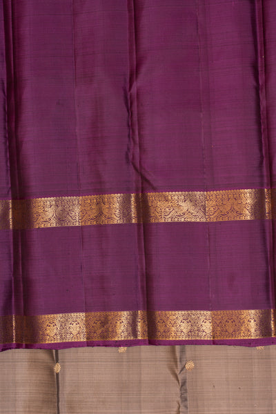 Beige and purple rettai pettu pure Kanchipuram silk saree