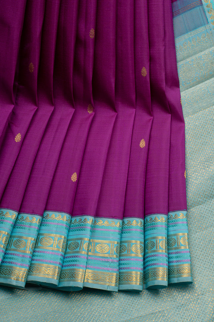 Magenta Purple Varisaipettu Pure Kanchipuram Silk Saree