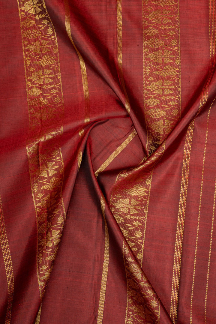 Vintage two tone checks Paithani inspired Border pure Kanchipuram silk saree