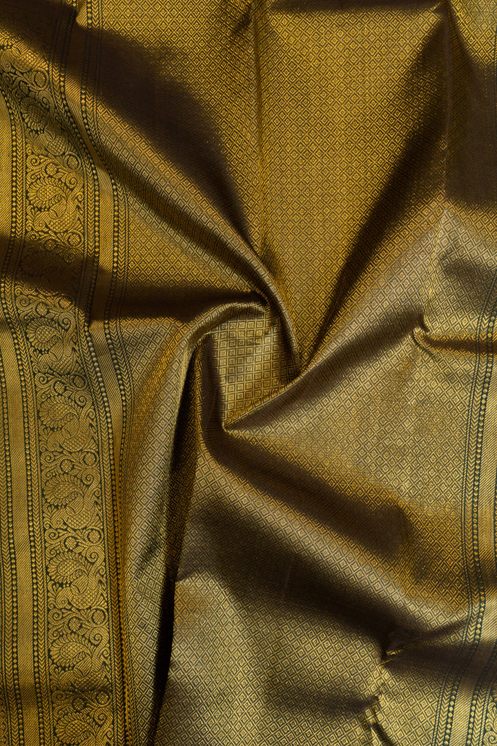 Bottle green vairaoosi pure Kanchipuram silk saree