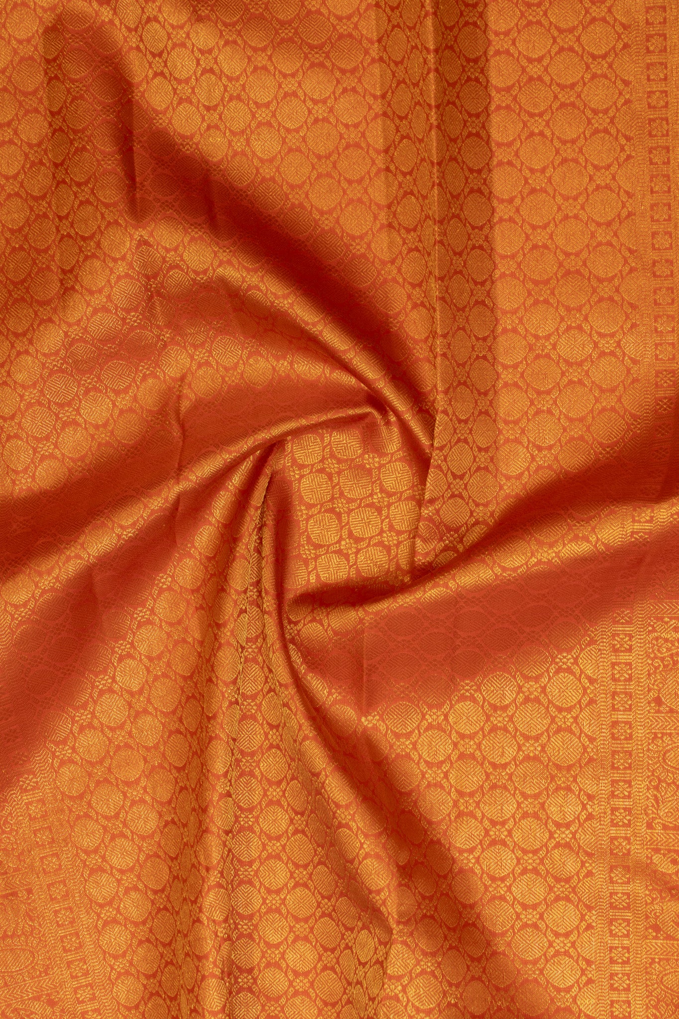 Orange traditional pure Kanchipuram silk saree