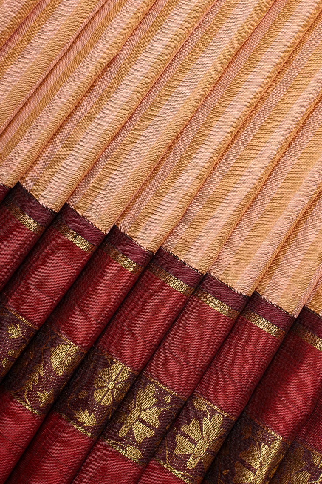 Vintage two tone checks Paithani inspired Border pure Kanchipuram silk saree