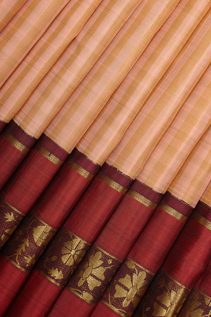 Vintage two tone checks Paithani inspired Border pure Kanchipuram silk saree