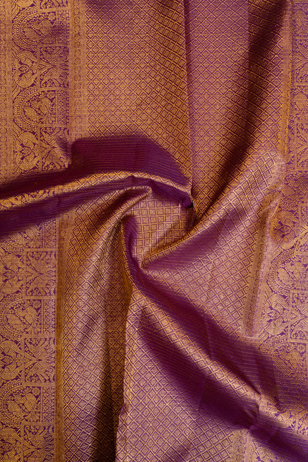 Aubergine purple vairaoosi pure Kanchipuram silk saree