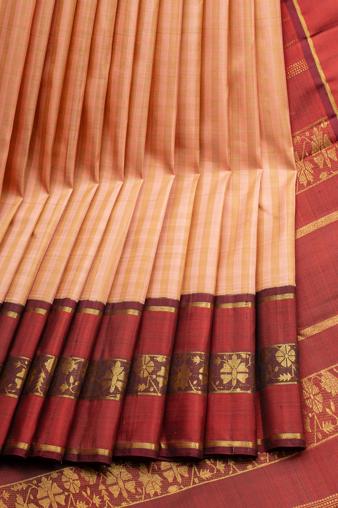 Vintage two tone checks Paithani inspired Border pure Kanchipuram silk saree