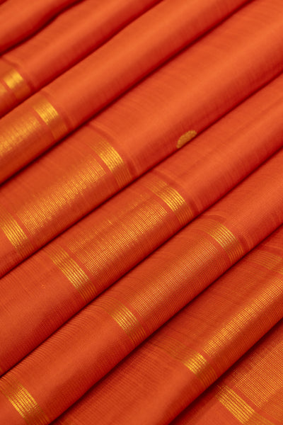 Orange traditional pure Kanchipuram silk saree