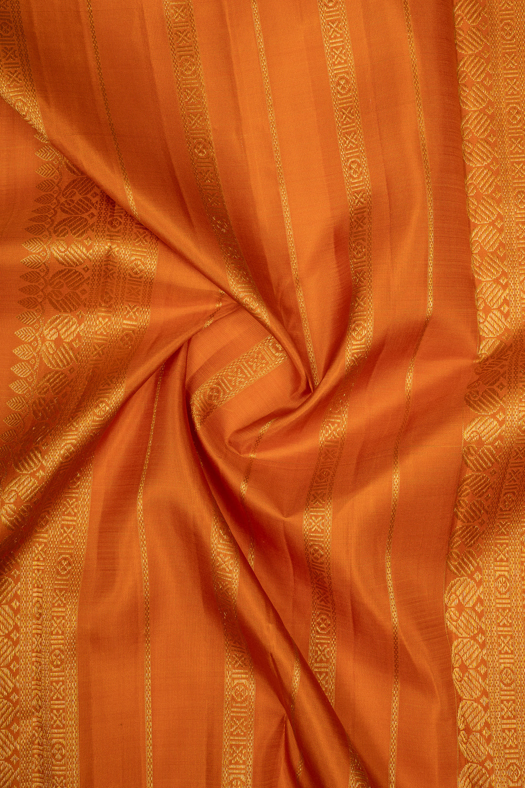 Vintage Blue &amp; Rust Orange Pure Kanchipuram Silk Saree