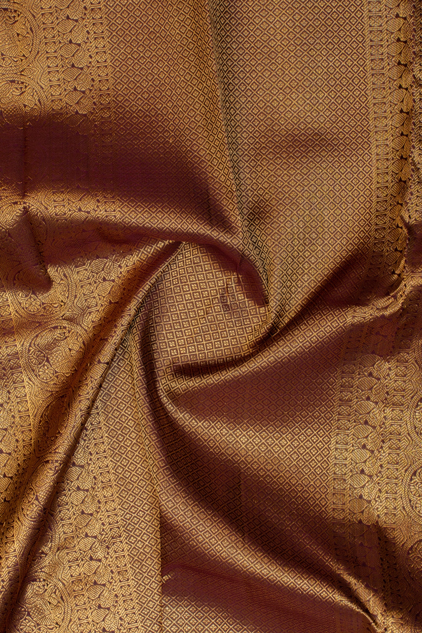 Grey and maroon varisaipettu pure Kanchipuram silk saree