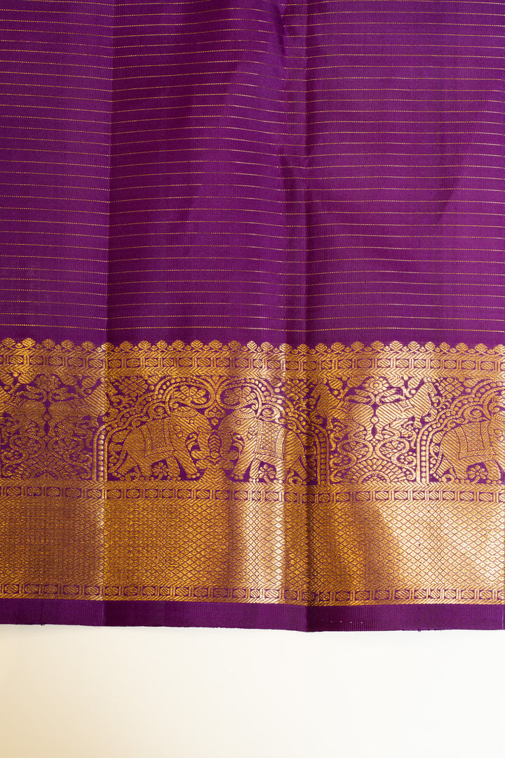 Aubergine purple vairaoosi pure Kanchipuram silk saree