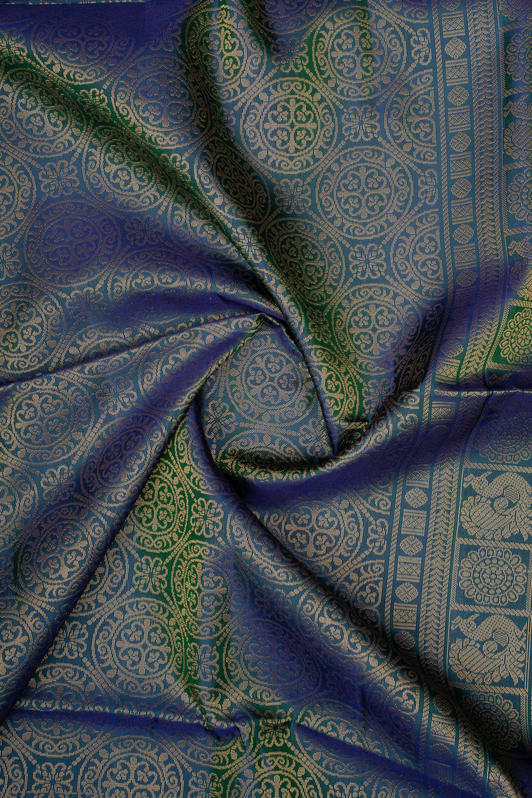 Peacock Blue Traditional Pure Soft Silk Saree