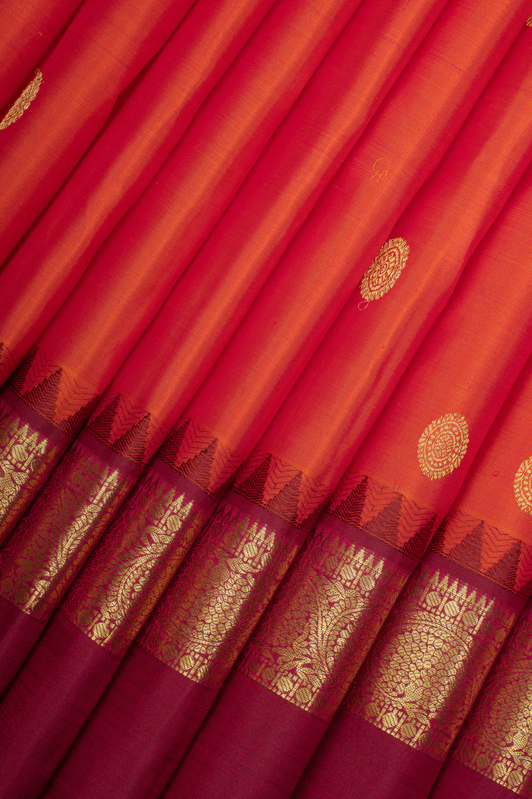Rust Orange Traditional Pure Kanchipuram Silk Saree