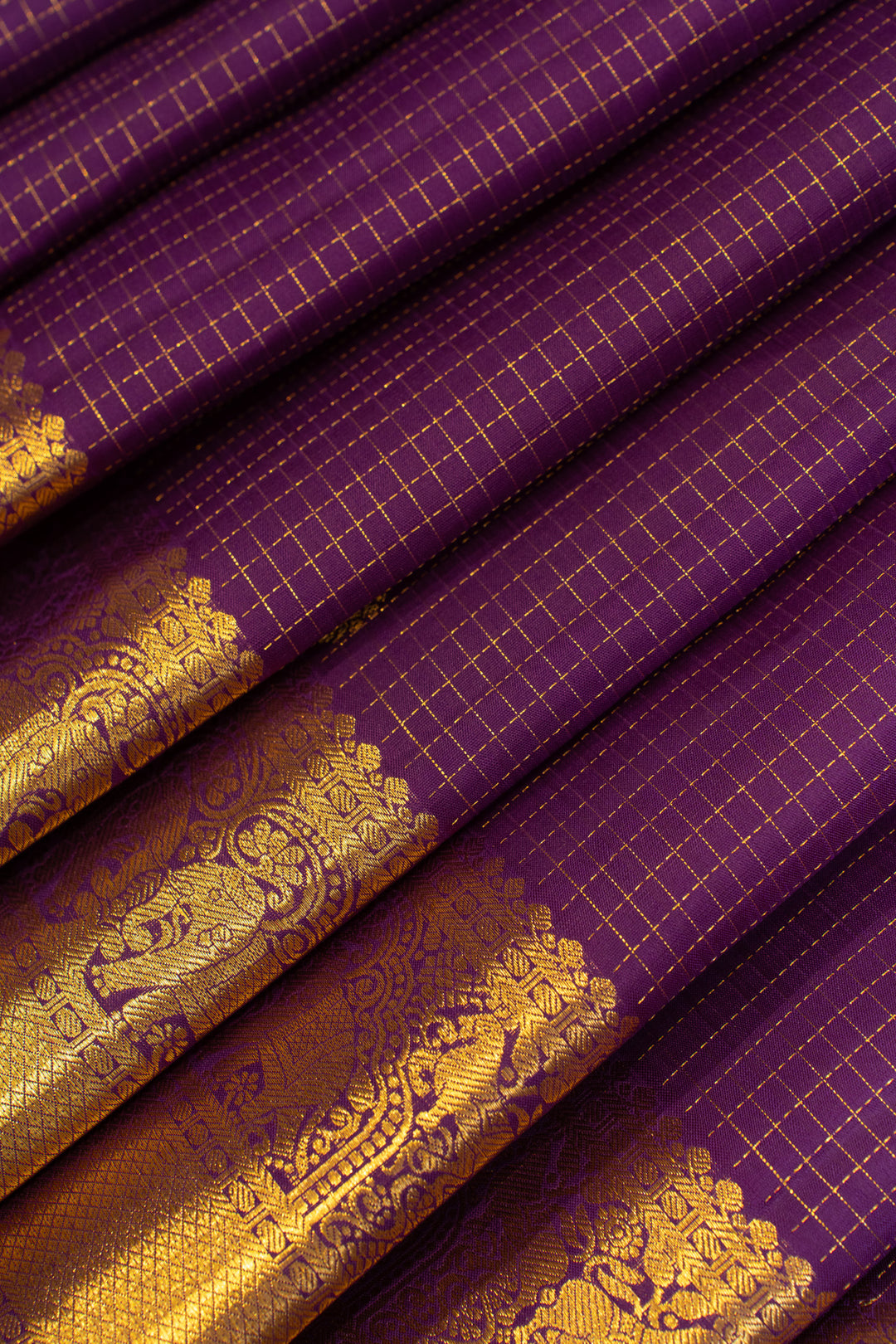 Aubergine purple vairaoosi pure Kanchipuram silk saree