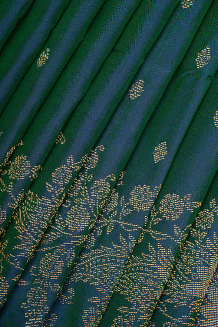 Peacock Blue Traditional Pure Soft Silk Saree