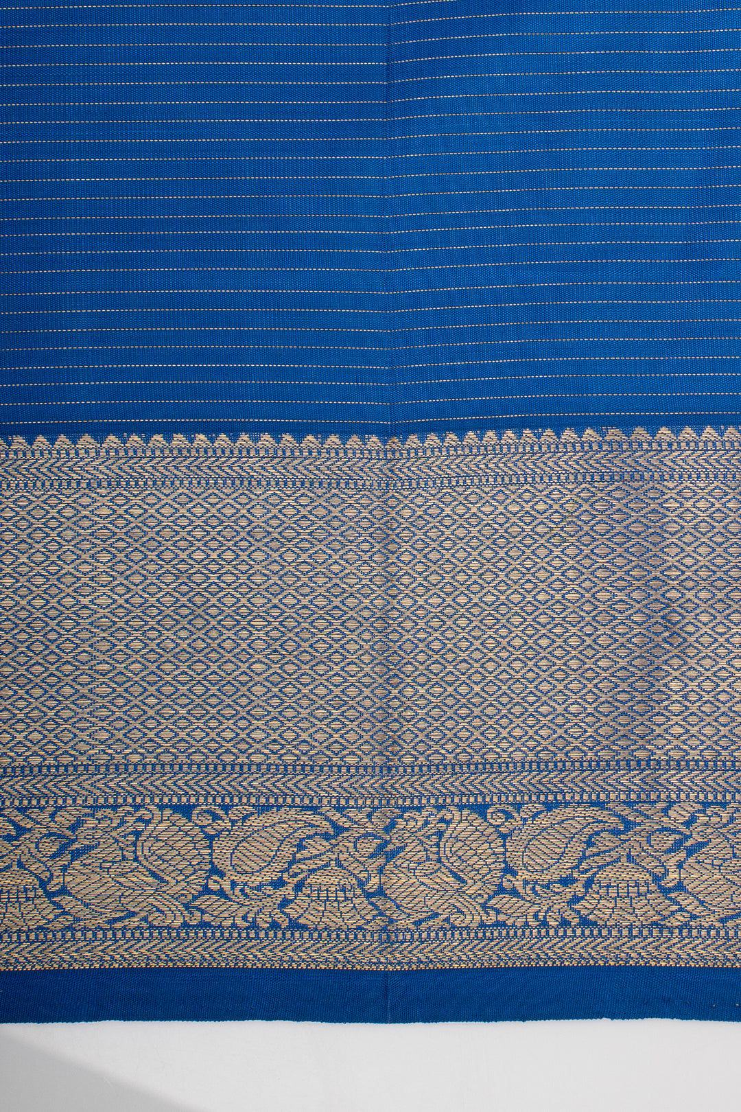 Peacock Blue Zari Checks Pure Kanchipuram Silk Saree