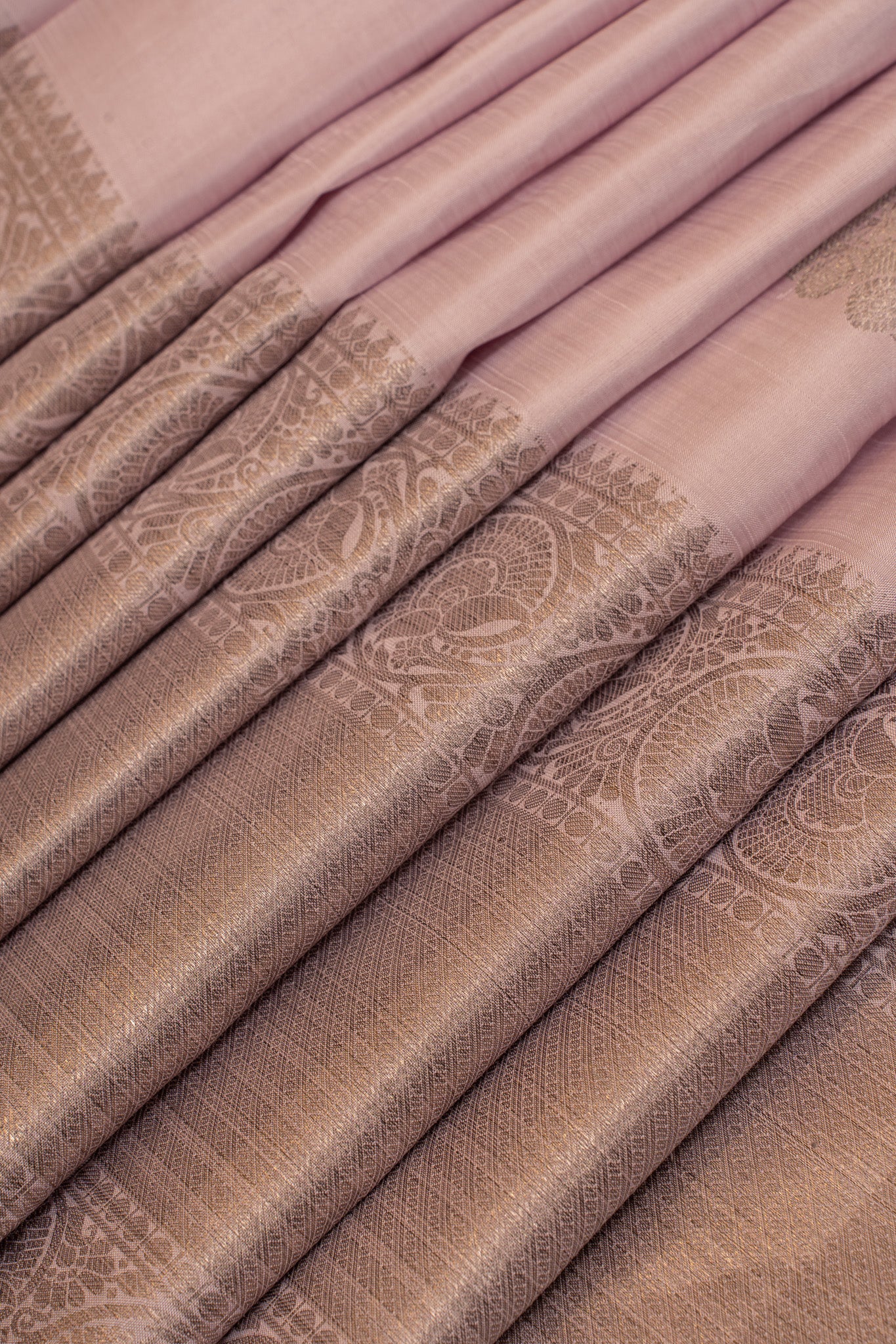 Lilac pink pastel pure Kanchipuram silk saree