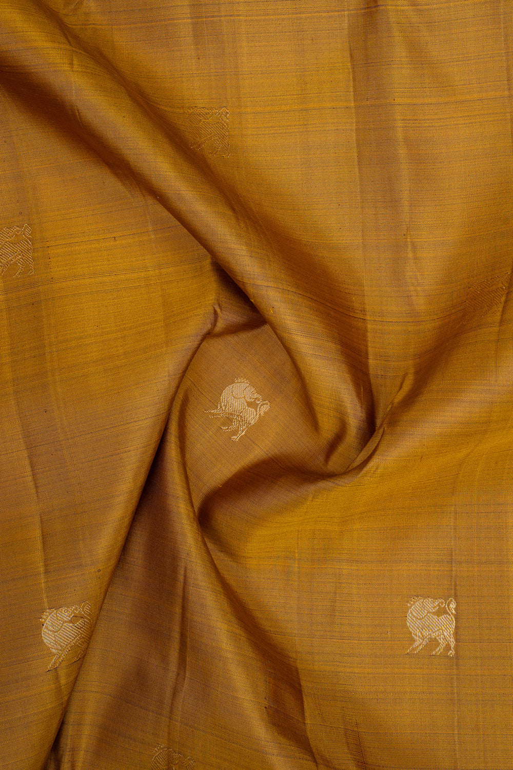 Mustard and Peacock Blue Stripes Pure Kanchipuram Silk Saree