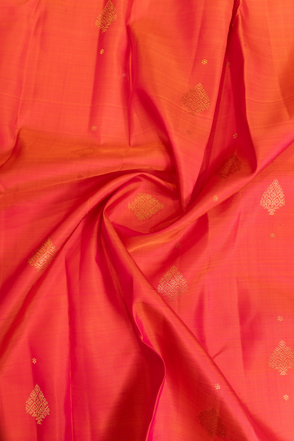 Peach orange thilakam pure Kanchipuram silk saree
