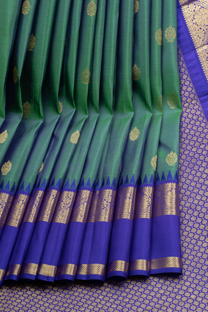 Peacock Green Traditional Pure Kanchipuram Silk Saree